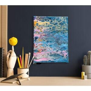 Titled "Neon Reef" 16 x 20 Acrylic Abstract Art Painting on Canvas
